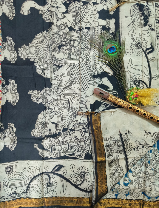 Rathaashwam | Nizam Border | Kalamkari Silk Saree