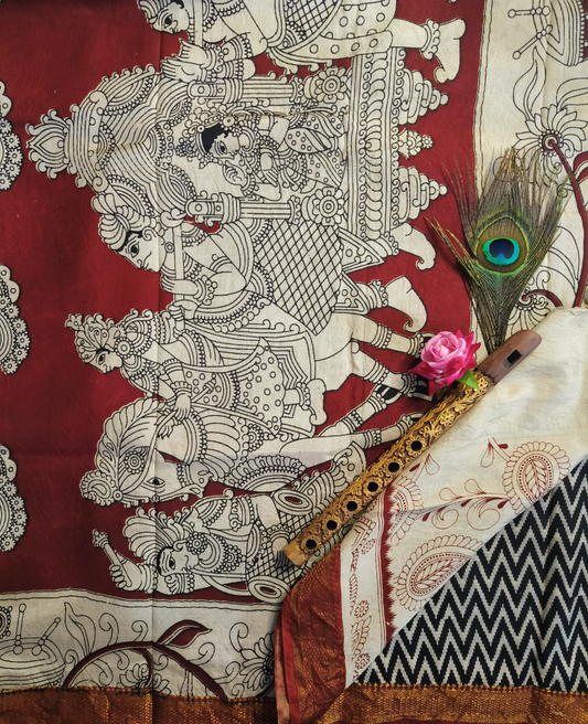 Ikkath | Nizam Border | Kalamkaari Silk Saree