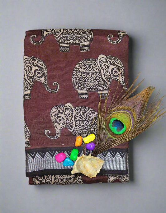 Iraavath | Nizam Border | Kalamkaari Silk Saree