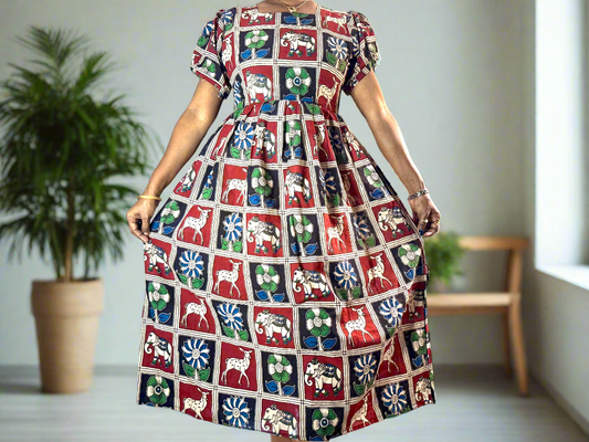 Kalamkaari | Pure Cotton | Knee Length Frock
