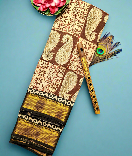 Block Print | Nizam Border | Kalamkaari Silk Saree