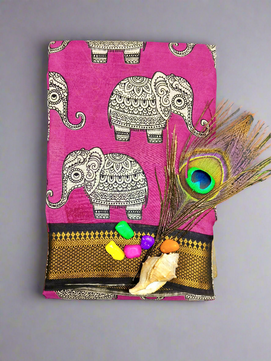 Iraavath | Nizam Border | Kalamkaari Silk Saree