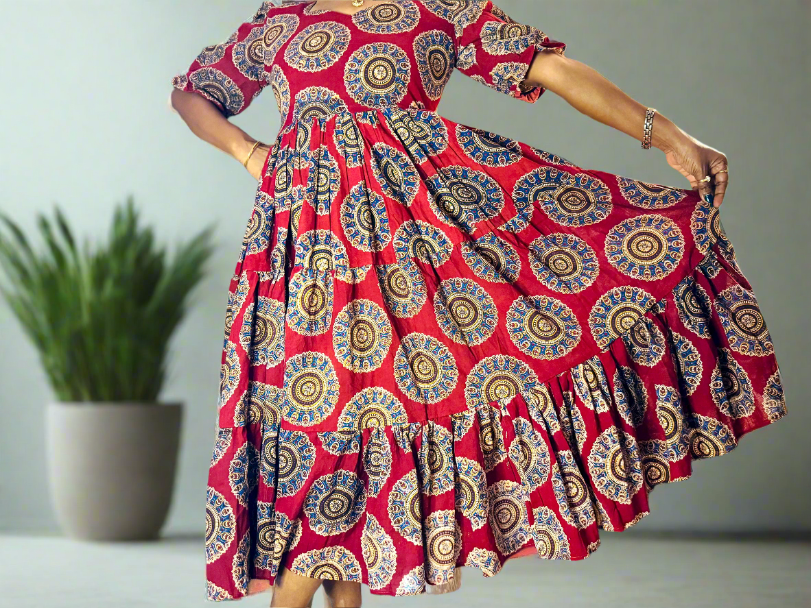 Kalamkaari | Pure Cotton | Flared Long Frock