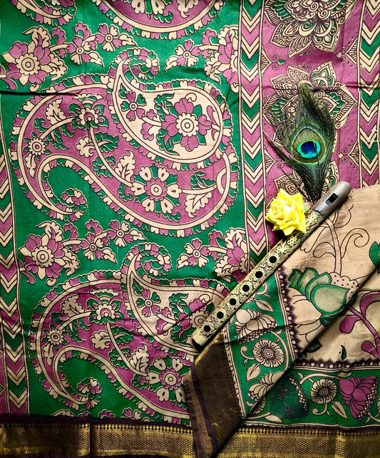 Kamal Copper | Nizam Border | Kalamkaari Silk Saree