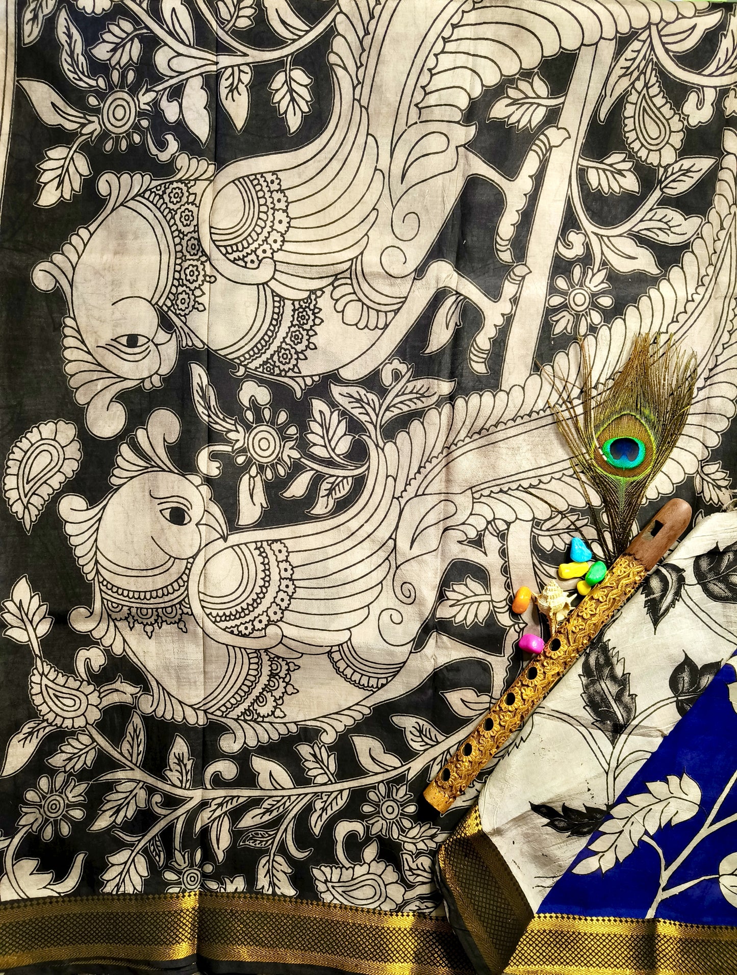 Latha Pushpa | Nijam border | Kalamkaari Silk Saree