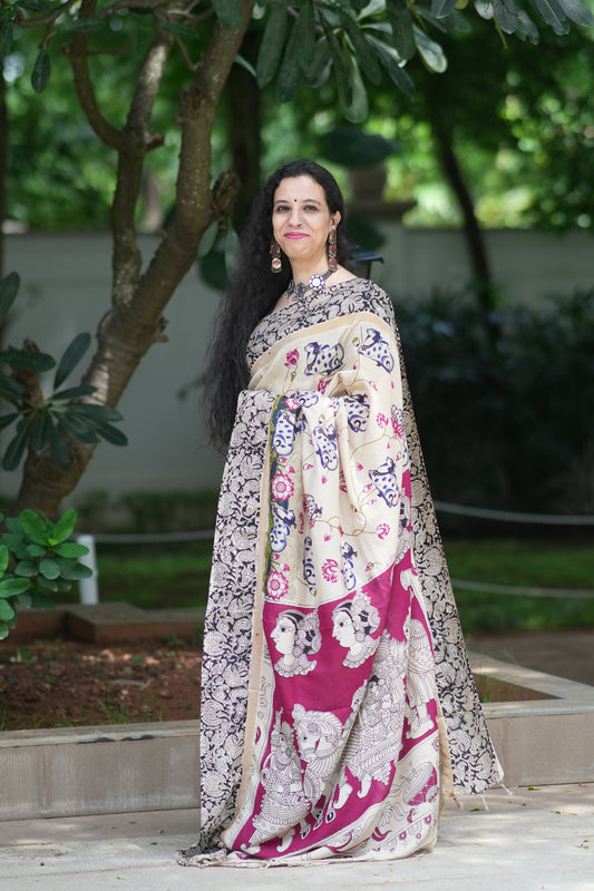 Nandini | Pichwai |  Nellore Silk | Kalamkaari Saree