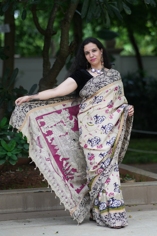 Nandini | Pichwai |  Nellore Silk | Kalamkaari Saree
