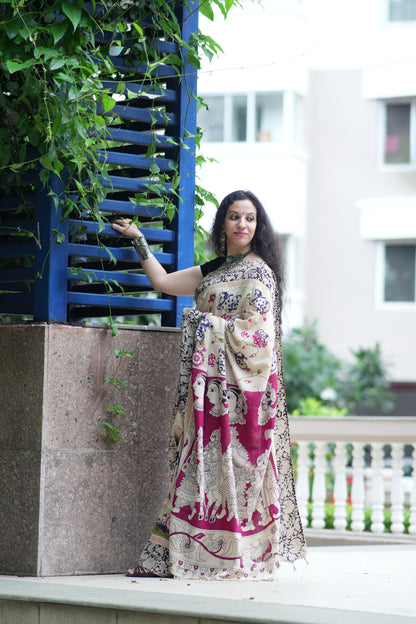 Nandini | Pichwai |  Nellore Silk | Kalamkaari Saree