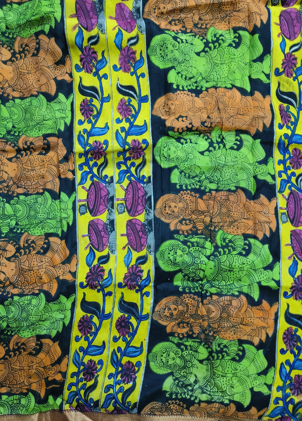 Yakshagaana | Handmade Pen Kalamkaari Silk Saree