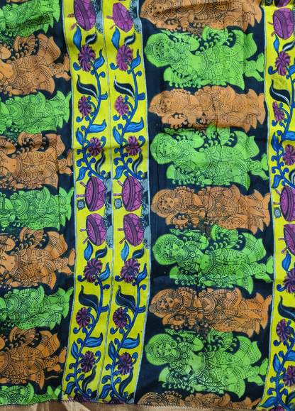Yakshagaana | Handmade Pen Kalamkaari Silk Saree