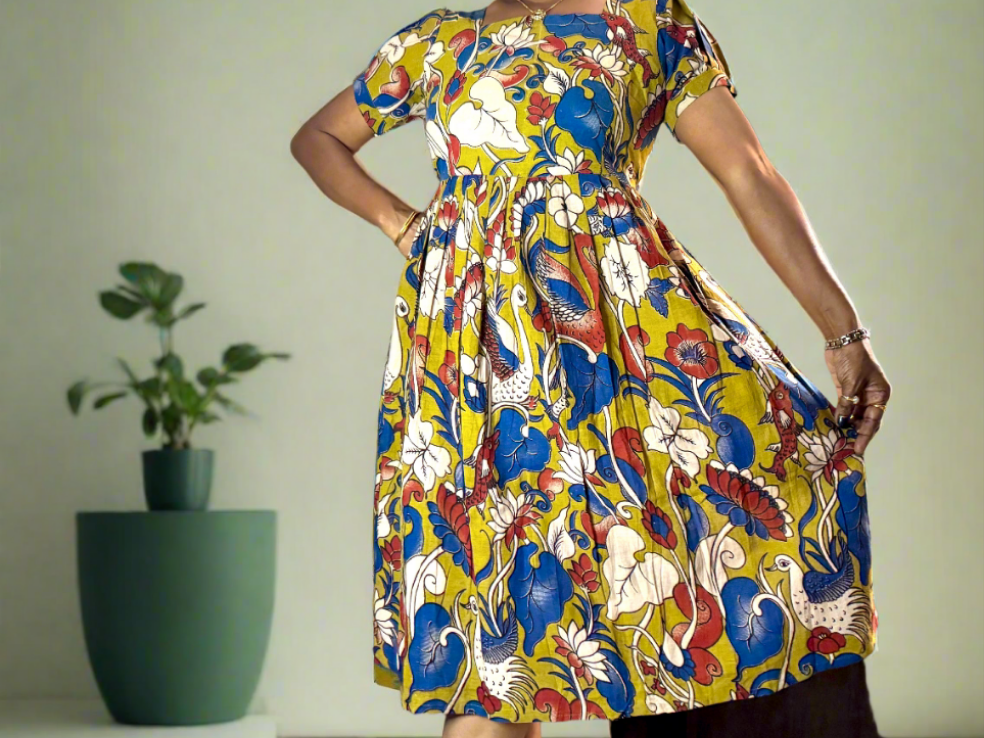 Kalamkaari | Pure Cotton | Knee length frock