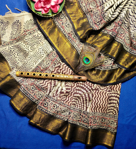 Block Print | Nizam Border | Kalamkaari Silk Saree