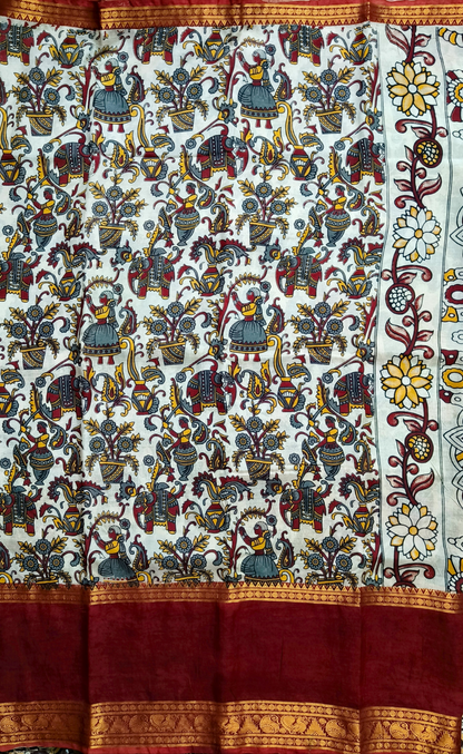 Vudhyaana | Kanchi Border | Kalamkaari Silk Saree