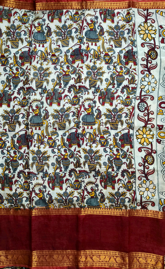 Vudhyaana | Kanchi Border | Kalamkaari Silk Saree