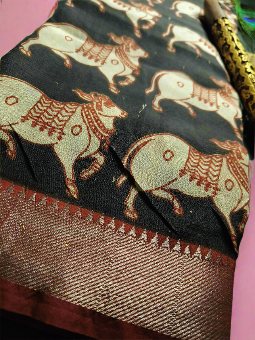 Vrishabh | Nizam Border Kalamkaari Silk saree