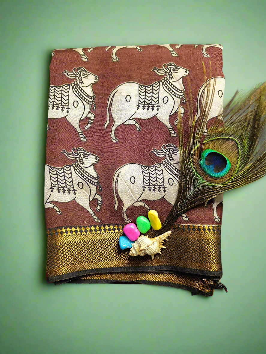 Vrishabh | Nizam Border | Kalamkaari Silk Saree