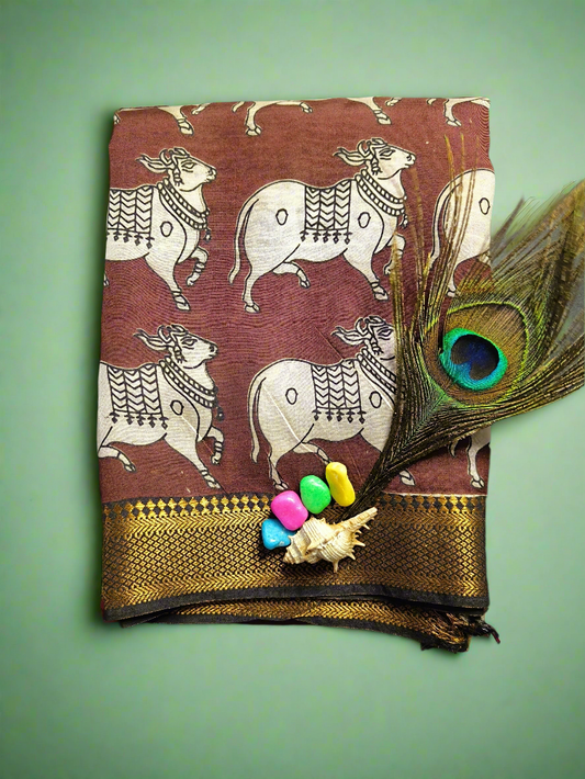 Vrishabh | Nizam Border | Kalamkaari Silk Saree