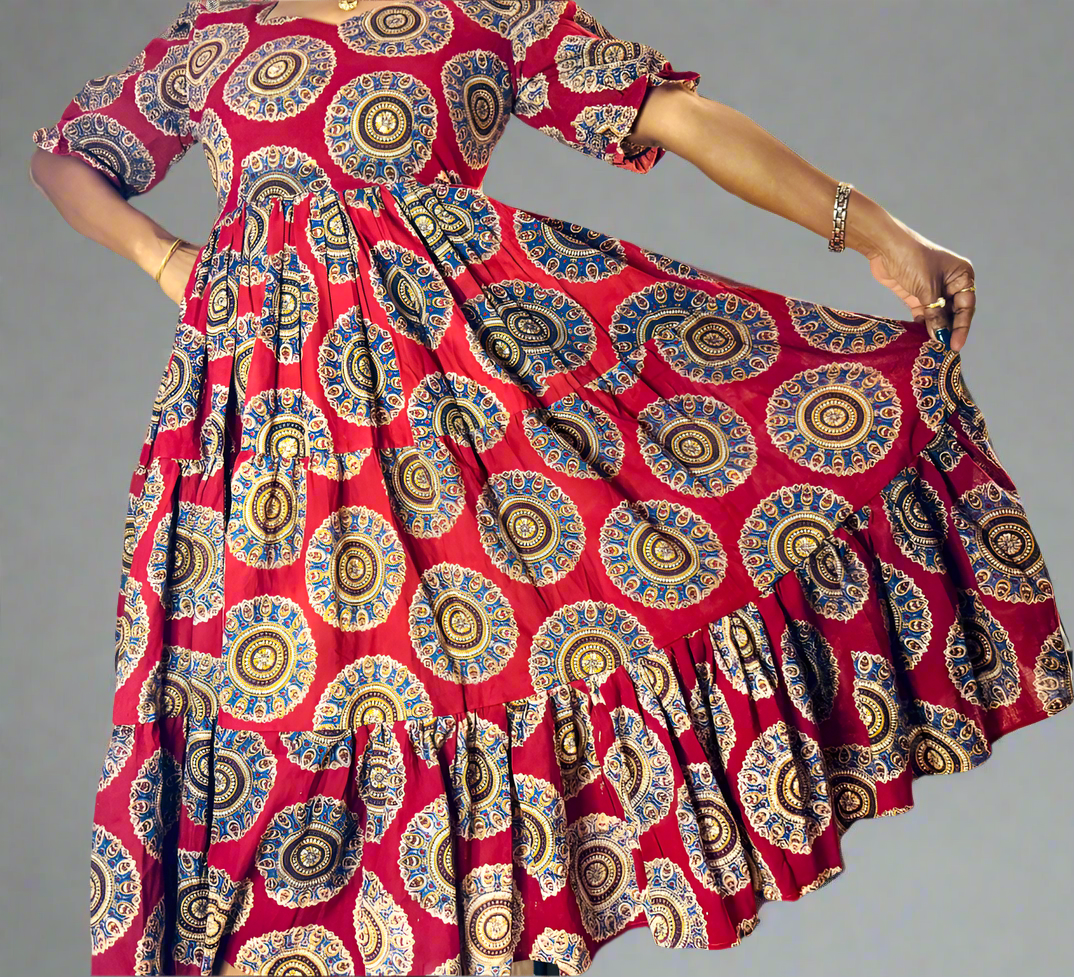 Kalamkaari | Pure Cotton |  Flared Long Frock