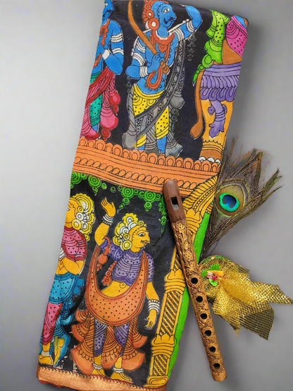 Yakshagaana | Handmade Pen Kalamkaari Silk Saree