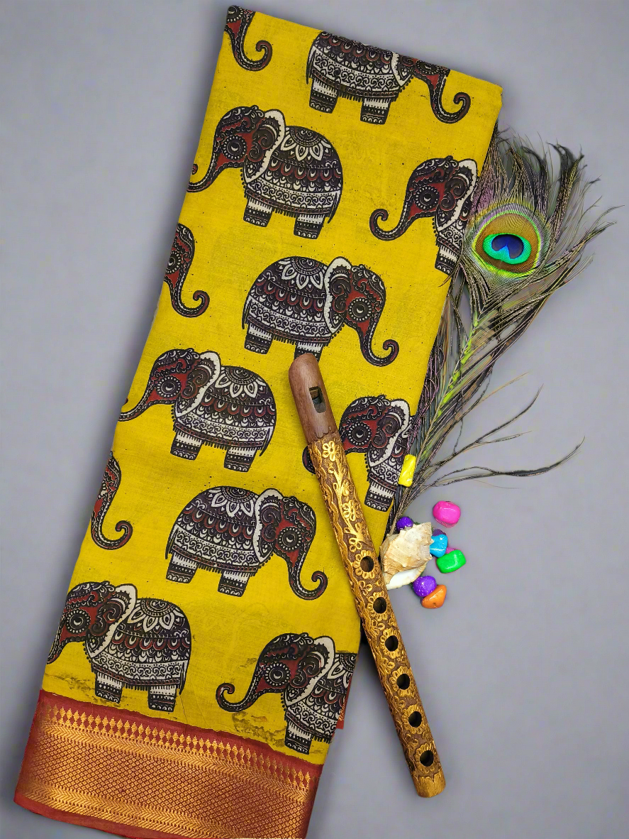 Iraavath | Nizam Border | Kalamkaari Silk saree