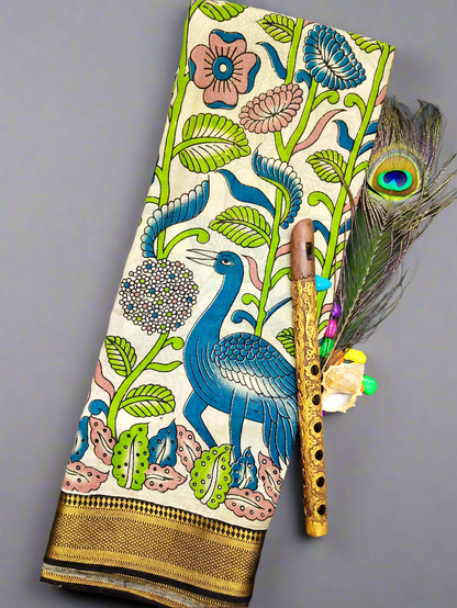 Krauncha | Nizam Border Kalamkaari Silk Saree