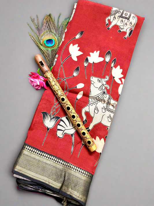 Kamal and Kamadhenu| Nizam Border | Kalamkaari Silk Saree