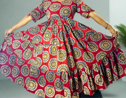 Kalamkaari | Pure Cotton |  Flared Long Frock