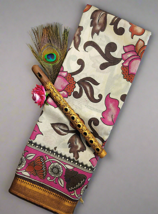 Kamal | Nizam Border | Printed Pen Kalamkaari Silk