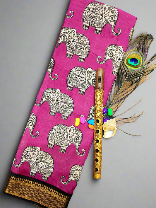 Iraavath | Nizam Border | Kalamkaari Silk Saree