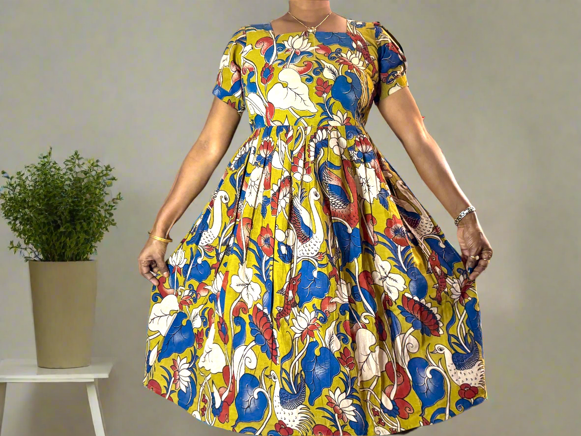 Kalamkaari | Pure Cotton | Knee length frock
