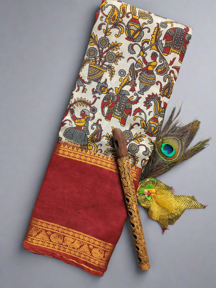 Vudhyaana | Kanchi Border | Kalamkaari Silk Saree
