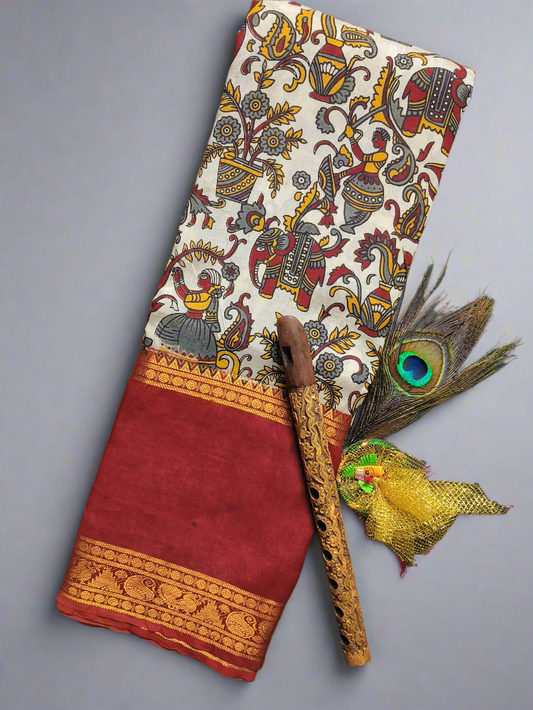 Vudhyaana | Kanchi Border | Kalamkaari Silk Saree