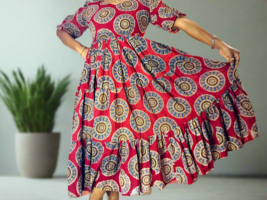 Kalamkaari | Pure Cotton |  Flared Long Frock