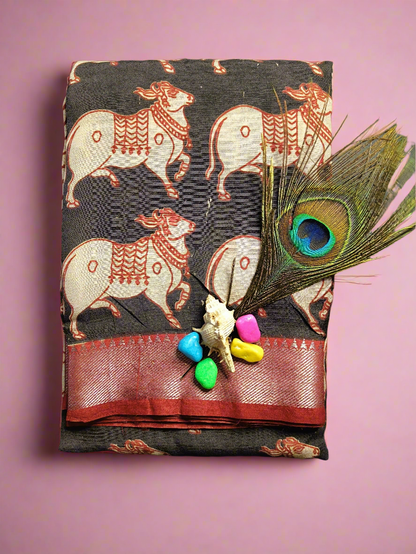 Vrishabh | Nizam Border Kalamkaari Silk saree