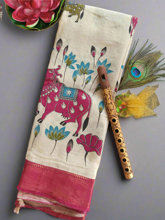 Kamal and Kamadhenu | Nizam Border | Kalamkaari Silk saree