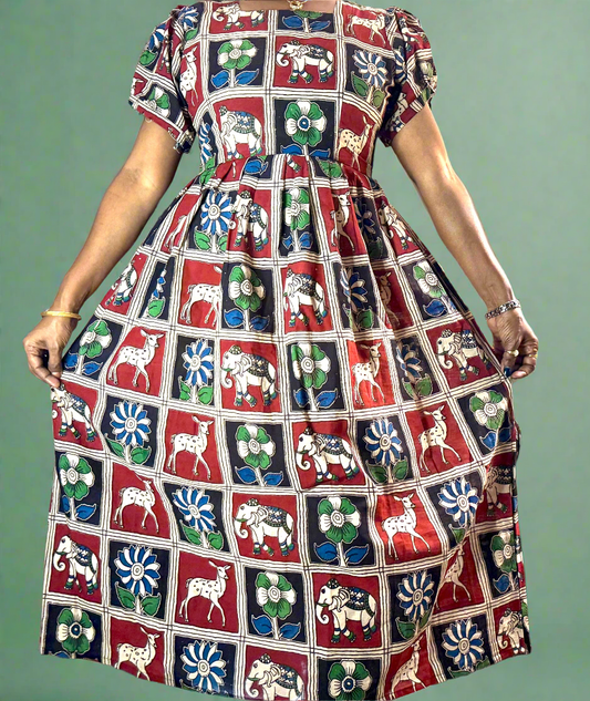 Kalamkaari | Pure Cotton | Knee Length Frock
