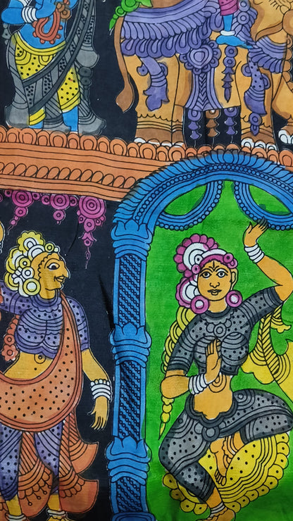 Yakshagaana | Handmade Pen Kalamkaari Silk Saree