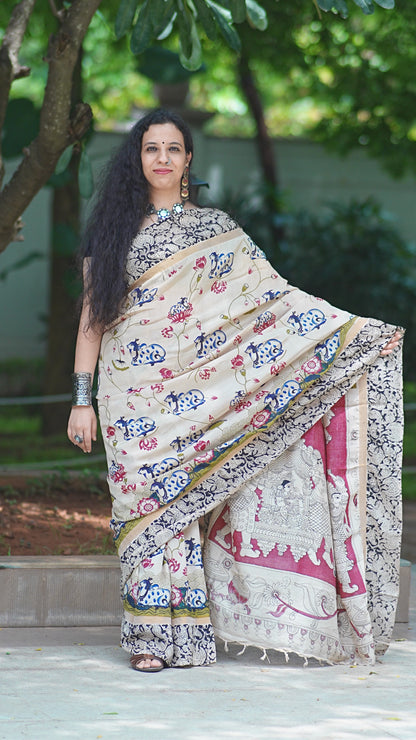 Nandini | Pichwai |  Nellore Silk | Kalamkaari Saree