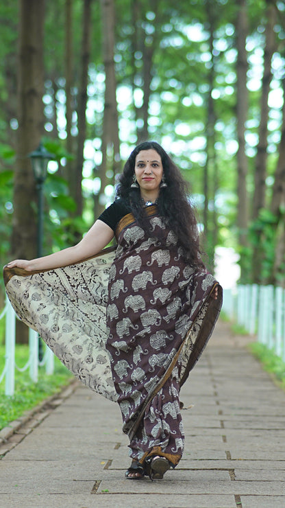 Iraavath  | Nizam Border | Kalamkaari Silk Saree