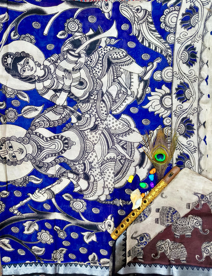 Iraavath | Nizam Border | Kalamkaari Silk Saree