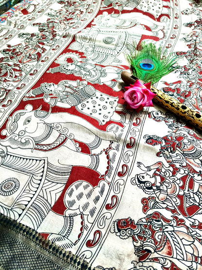 Kamal and Kamadhenu| Nizam Border | Kalamkaari Silk Saree