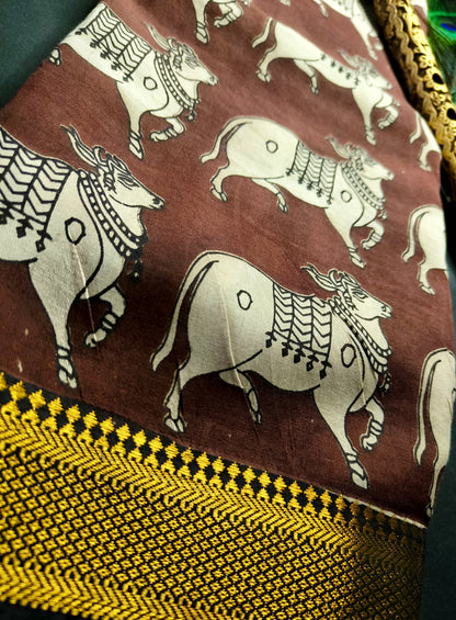Vrishabh | Nizam Border | Kalamkaari Silk Saree