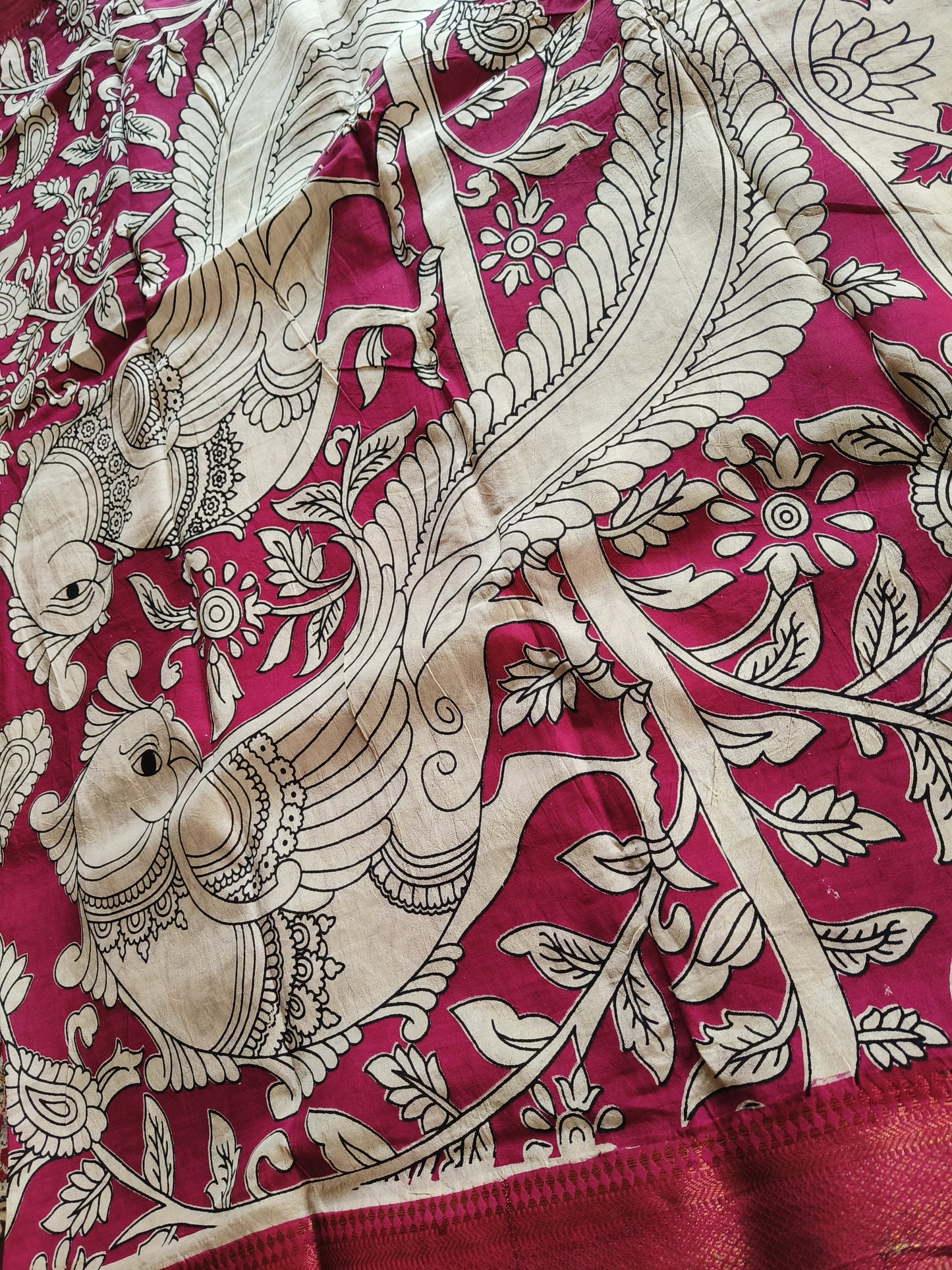 Kamal and Kamadhenu | Nizam Border | Kalamkaari Silk saree