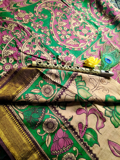 Kamal Copper | Nizam Border | Kalamkaari Silk Saree