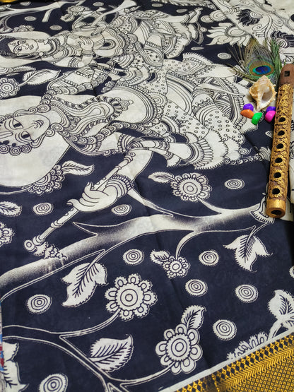 Iraavath | Nizam Border | Kalamkaari Silk Saree