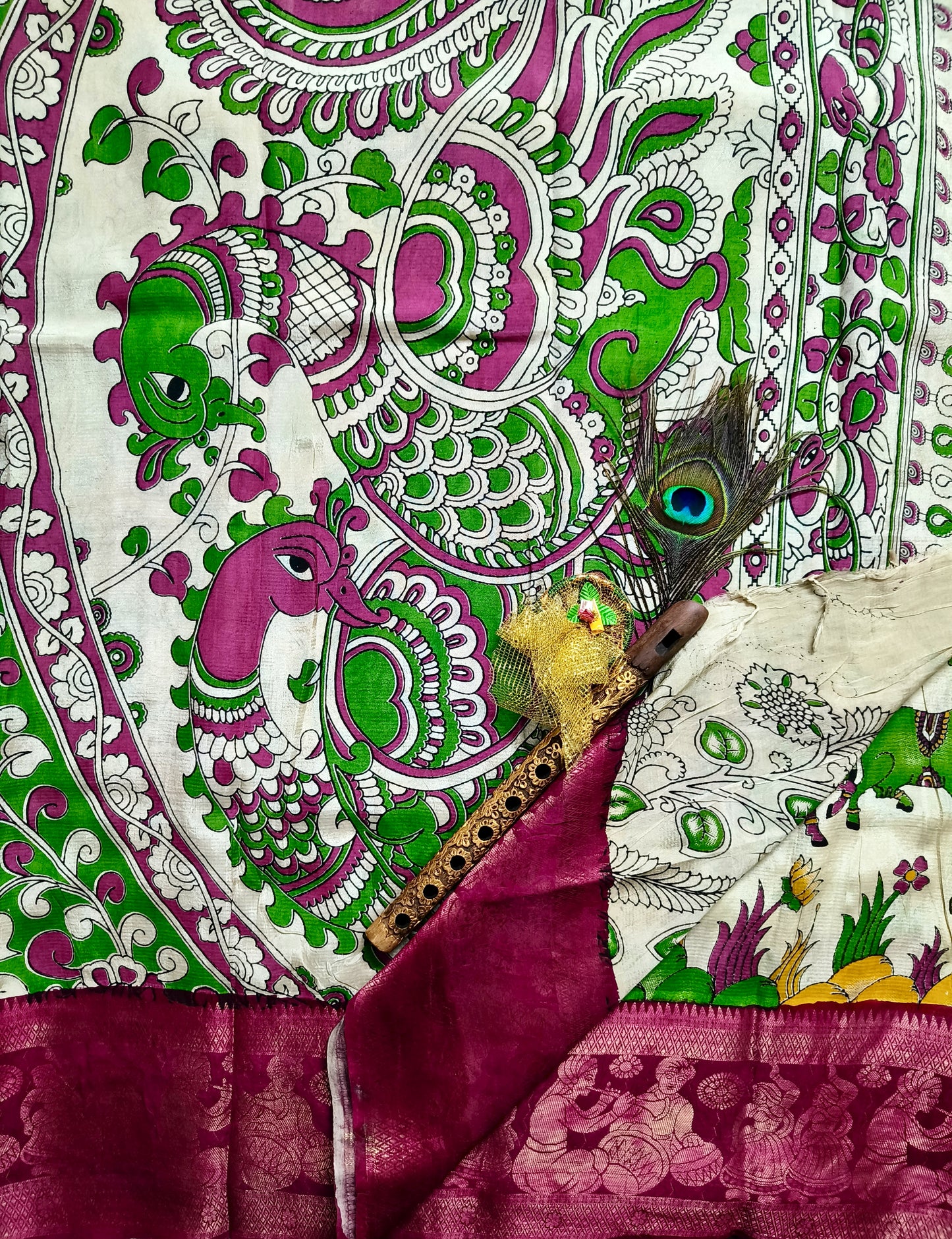 Kamadhenu | Kanchi Border | Kalamkaari Silk Saree