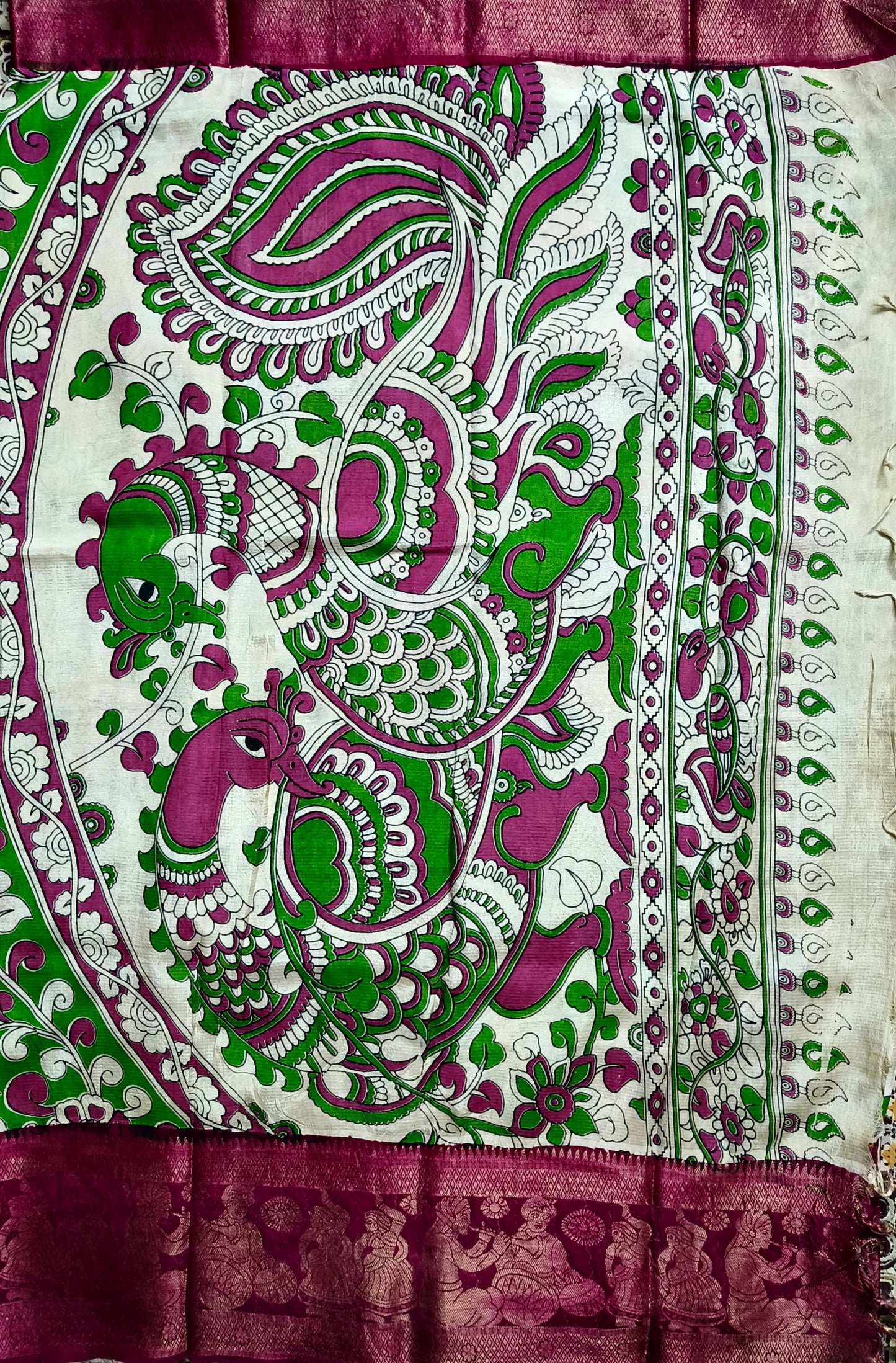 Kamadhenu | Kanchi Border | Kalamkaari Silk Saree