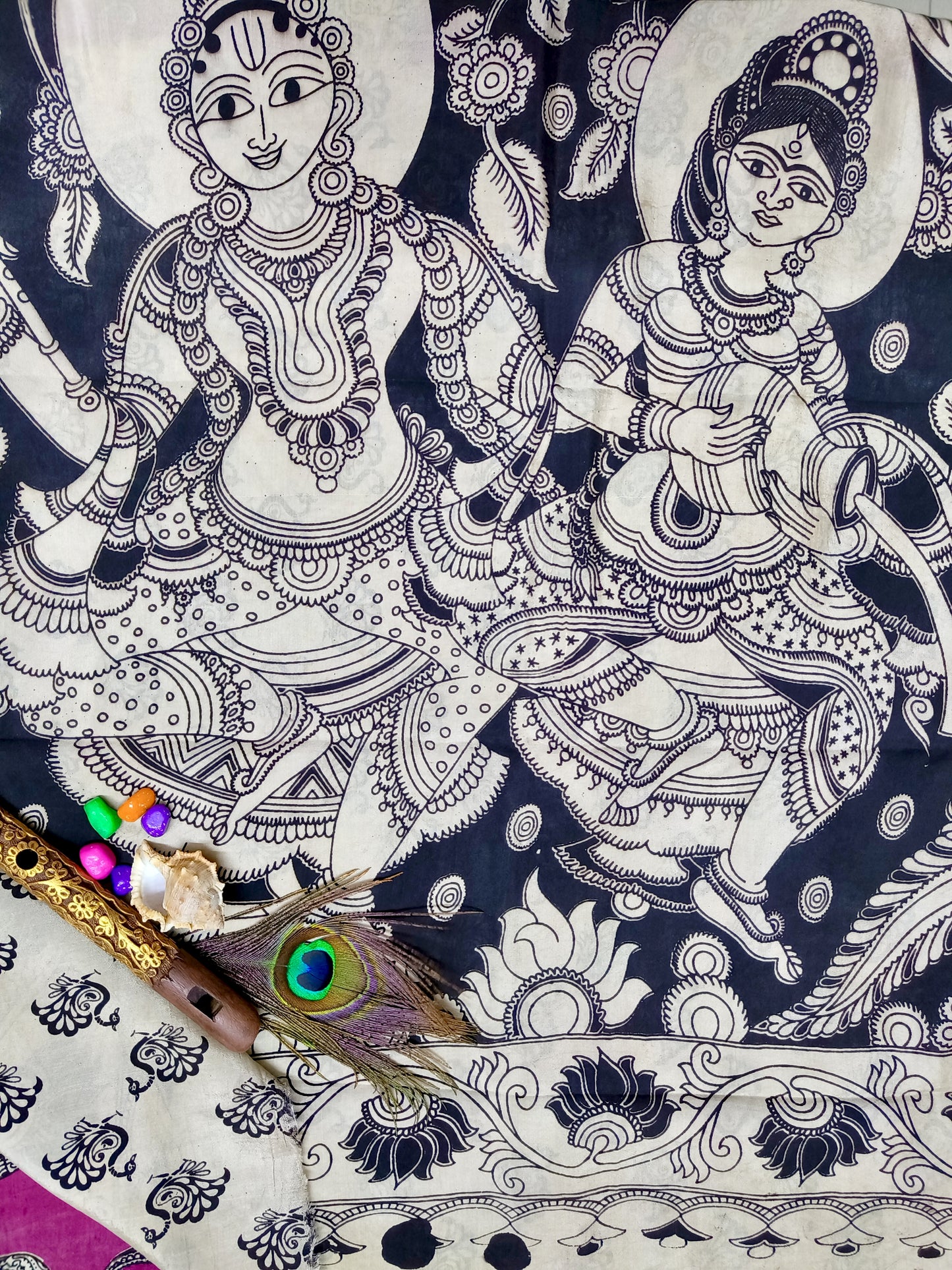 Iraavath | Nizam Border | Kalamkaari Silk Saree