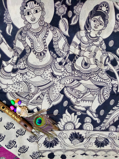 Iraavath | Nizam Border | Kalamkaari Silk Saree