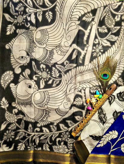 Latha Pushpa | Nijam border | Kalamkaari Silk Saree